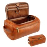 unisex travel toiletry leather case