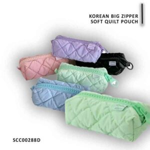 soft korean big zipper pouch